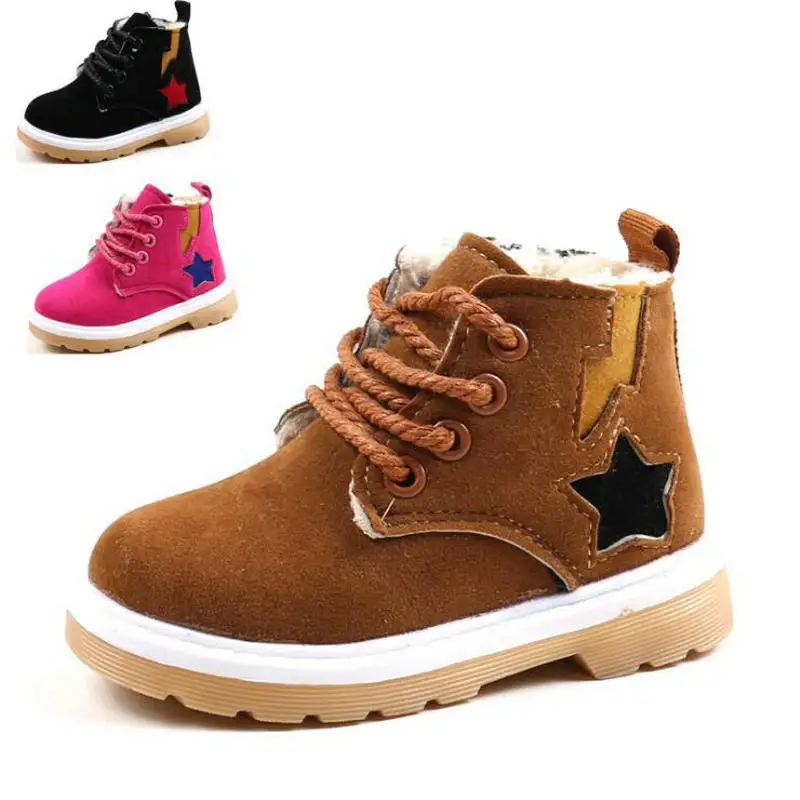 

2018 New Fashion Children's Boys Girls Winter Fur Boots Kids Non-slip Warm Snow Boots Wool Students Comfortable Shoes