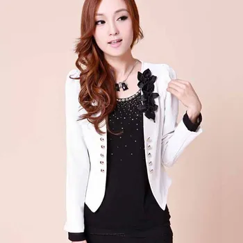 

Spring women jacket 2016 fashion slim All-match Double Breasted cardigan Female long-sleeve Short women casual jacket plus size