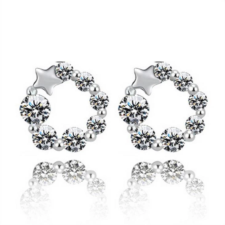 

Genuine 100% Real Pure 925 Sterling Silver earrings Elegant Star Earrings for Women Girls Ladies Wholesale Jewelry NY037