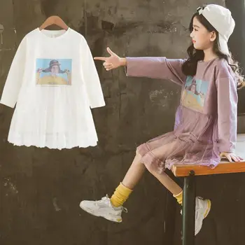 

Teenage Girls Lace Dress Long Sleeve Girls White Dress 2020 Spring New Kids Girls Dresses Girls T-shirt Dress Costume Robe Fille