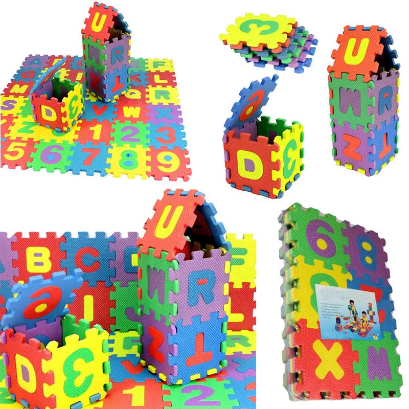 Multicolor 36 шт. ABC развивающие карточки для детей, алфавит с цифрами, головоломка из пены, обучающая игрушка, подарок, весь пакет, коврик из пены, игрушка HOOLER - Цвет: Multicolor