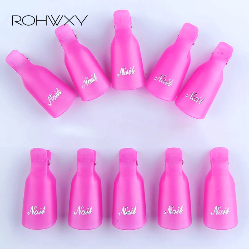 

ROHWXY 10pcs Soaker Cap Nail Clip Gel Polish Remover Nail Art Soaker UV Degreaser Polish Remover Tool Plastic Clips Soak Off Cap