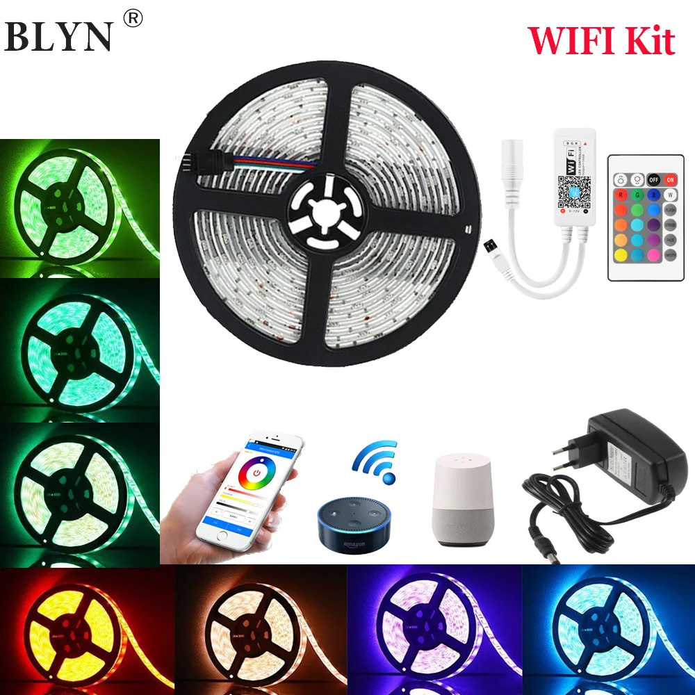 #Best WIFI LED Strip 5050 RGB Ribbon 5M 10M 15M Waterproof LED Tape Smart WIFI Light Controller Bluetooth IR Remote Music 12V Adapter