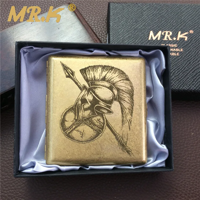 

MR.K010 Equipment Of Roman Solider brass rolling craft male e cigarette case 20 high quality cigarette boxes with gift box