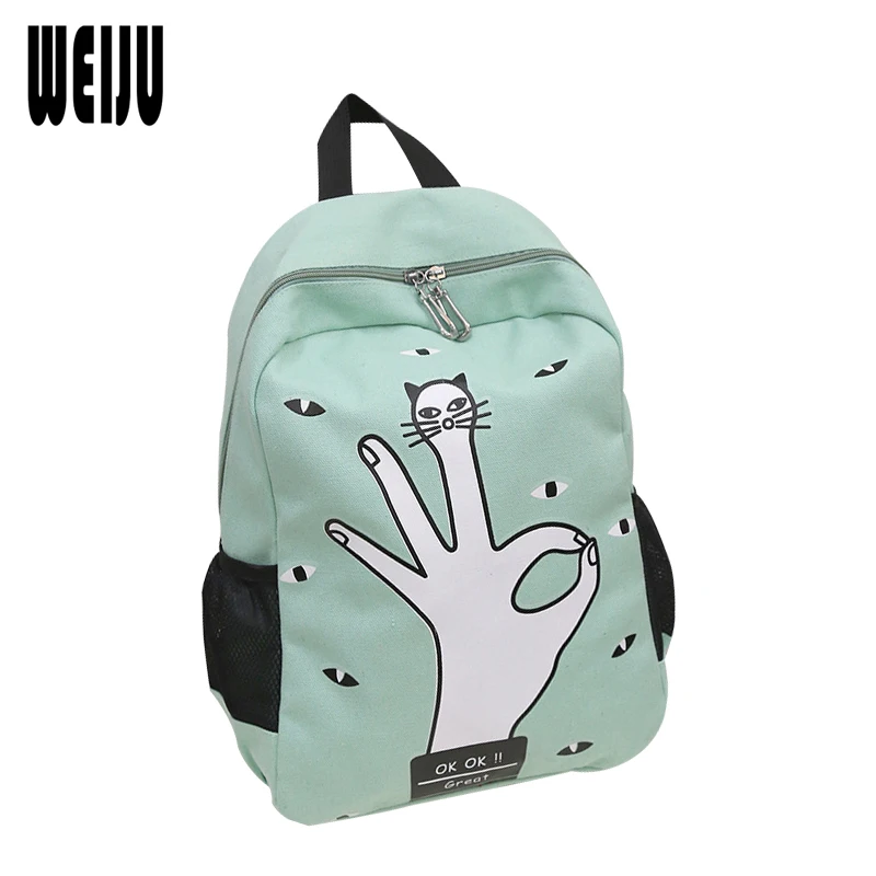 Finger Printing Backpack 2016 New Canvas Cartoon Girls Backpacks Women s School Backpack Mochila Feminina Candy