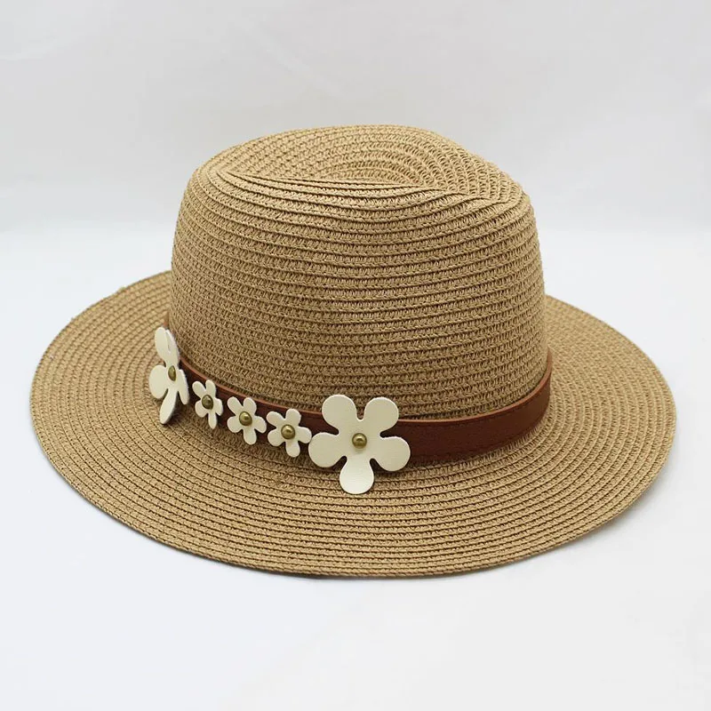 BINGYUANHAOXUAN/Новая женская однотонная широкоугольная соломенная шляпа, летняя модная соломенная шляпа с поясом, украшенная сливой