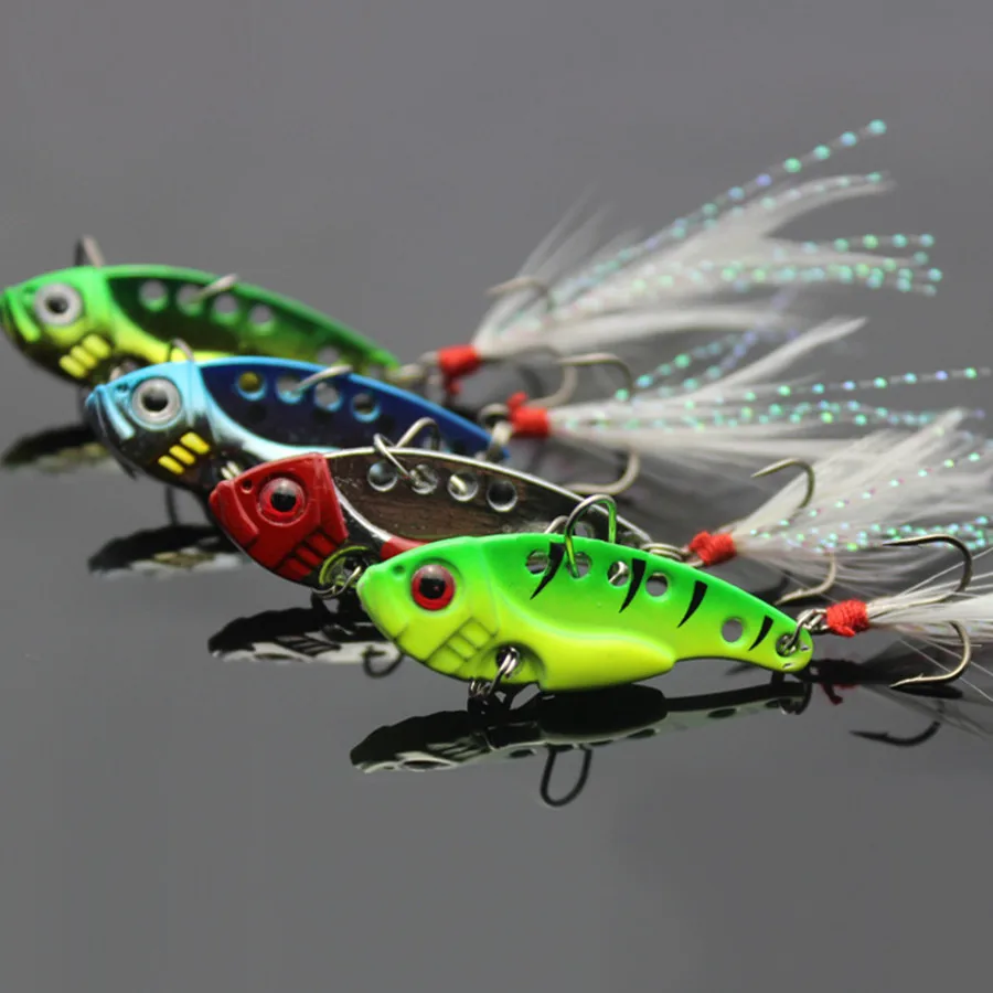4Pcs*12g 5.5cm Fishing Jig Lures Spinner Spoon Metal VIB Hard Crankbait