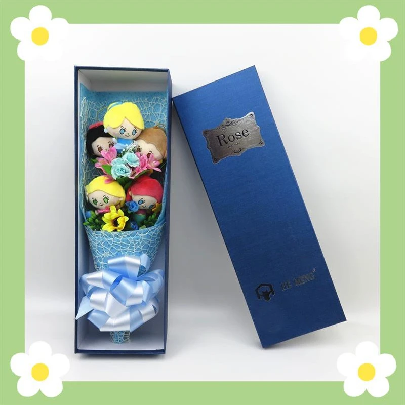 Прекрасный принцесса плюшевые игрушки мультфильм букет Подарочная коробка с искусственными цветами творческие подарки для выпускного/День рождения/Валентина
