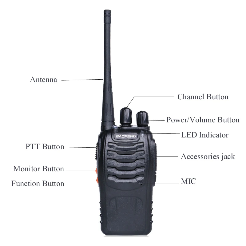 2 шт. Baofeng BF 888S Walkie Talkie радиостанция UHF 400 470 мГц 16CH 888 S CB радио портативный трансивер