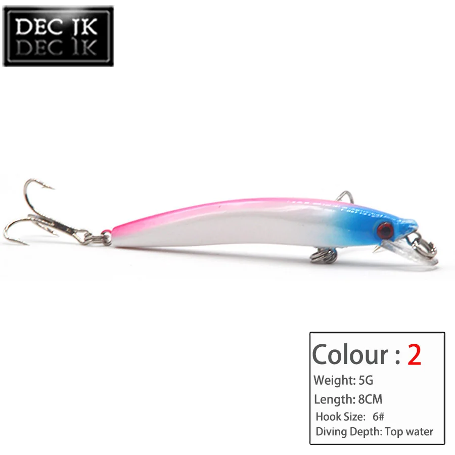 5PC Floating Plastic Hard Minnow Fishing Lure Artificial Fake Bait Swimbait Trolling Crankbaits Wobblers Saltwater Lures Tackle (11)