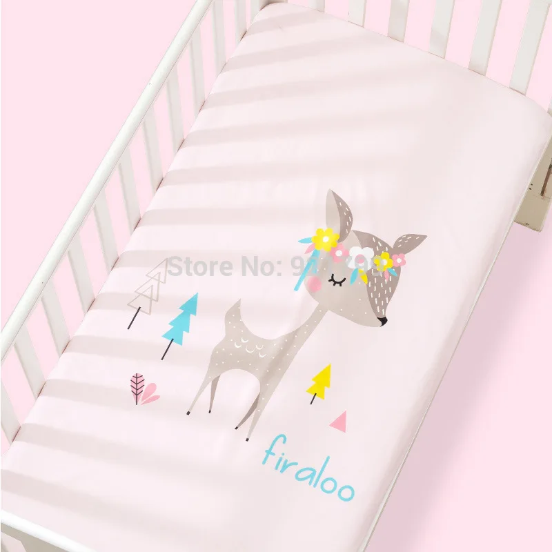 100% Cotton Crib Fitted Sheet Soft Baby Bed Mattress Cover Protector Cartoon Sika Deer Newborn Bedding For Cot Size 120*65cm 100% Cotton Crib Fitted Sheet Soft Baby Bed Mattress Cover Protector Cartoon Sika Deer Newborn Bedding For Cot Size 120*65cm