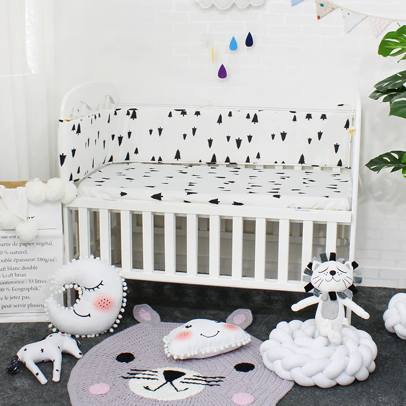 Baby Bumpers In the Crib For Newborn Cotton Linen Cot Bumper Baby Bed Protector Cortch To The Cot 5 Colors 200cm Length