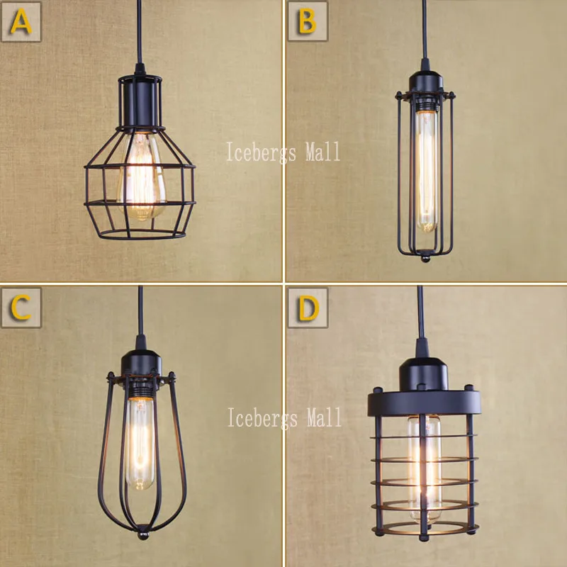 Loft Vintage Industrial Retro Pendant Lamp Edison Light E27 Holder Iron Restaurant Bar Counter Attic Bookstore Cage Lamp11