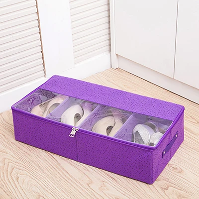 Luluhut прозрачная коробка для обуви Нетканая Складная хорошо складируемая коробка для хранения обуви домашняя организация для обуви Пылезащитная коробка - Цвет: purple