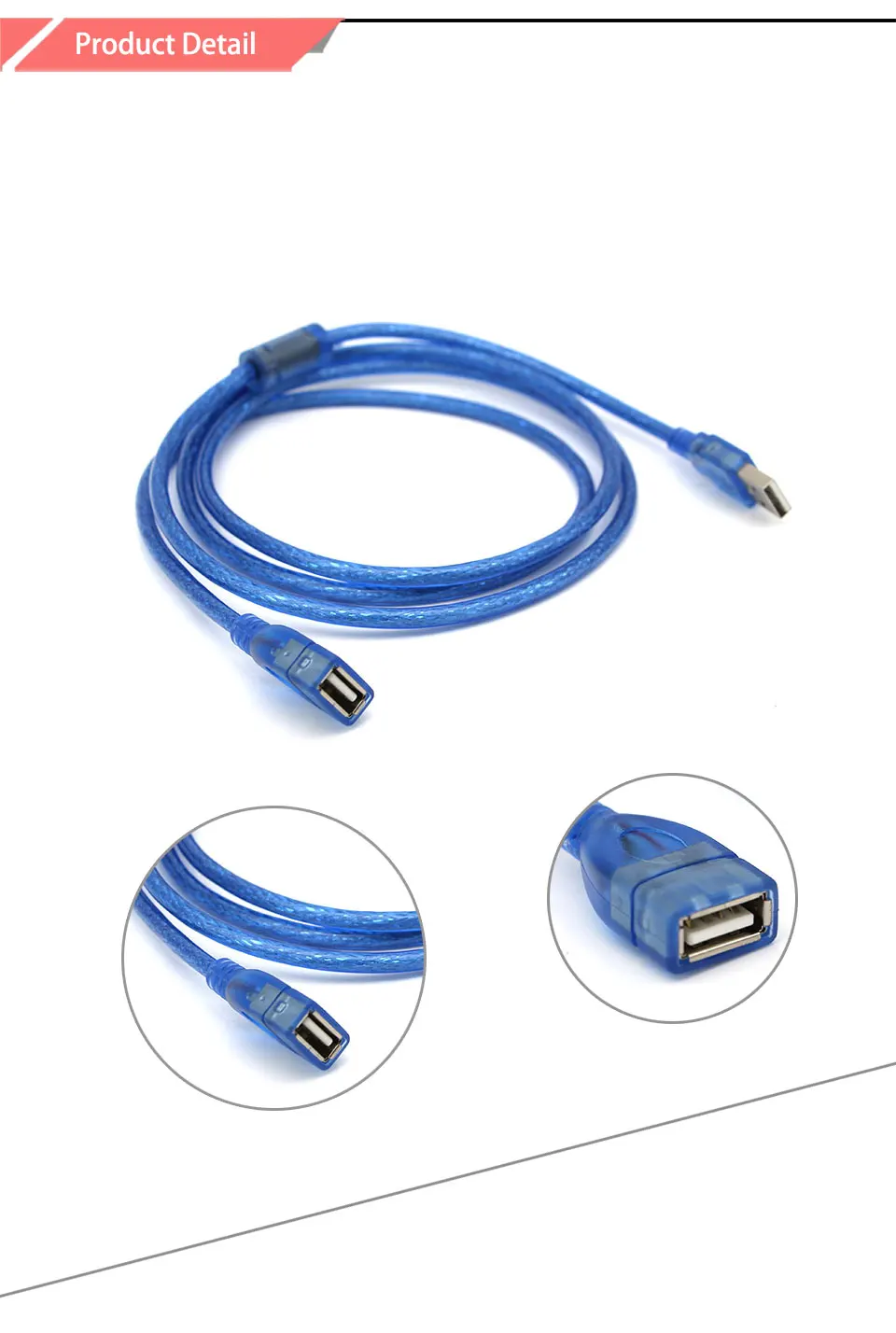 USB Data Cables For PC Keyboard Printer Camera Tablet Mobile Phone  Mouse Game Controller USB 2.0 Extender Male To Female (9)