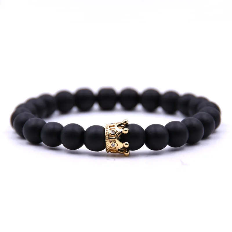 YIZIZAI Couple Bracelet Crown Bracelets For Women Charm Stone Beads Men Jewelry Pulseira Masculina Bileklik Pulseira Feminina