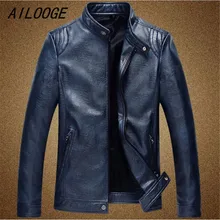 AILOOGE черная красная кожаная куртка для мужчин мотоцикл jaqueta Couro Masculina Casaco Masculino водонепроницаемые мужские пальто