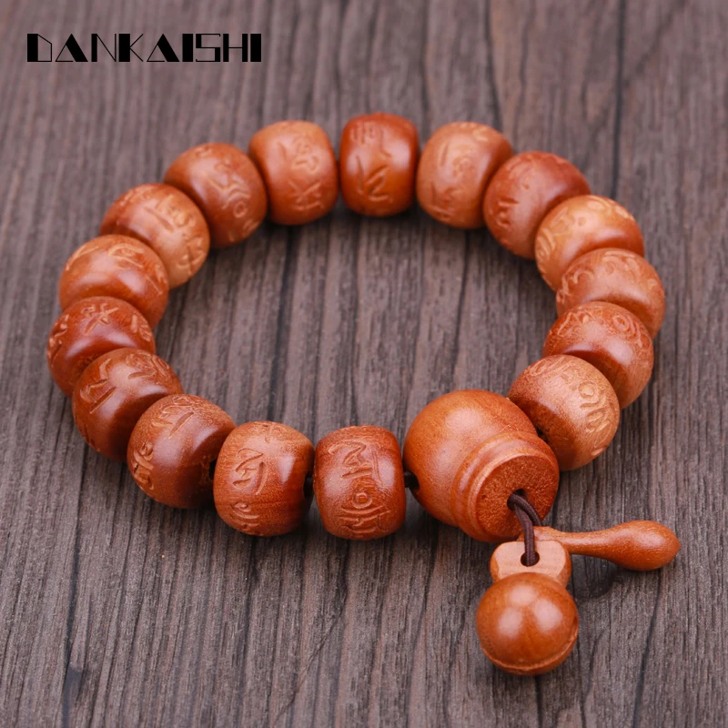 

Dankaishi Men Sanskrit Religious Strand Bracelets Date Tree Beads Bangle Bracelets Prayer Jewelry Pulseira Male DKSFZ004