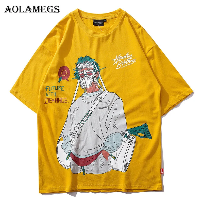 

Aolamegs T Shirt Men Harajuku Cool Printed Men's Tee Shirts Short Sleeve T Shirt Fashion High Street Tees Summer Streetwear