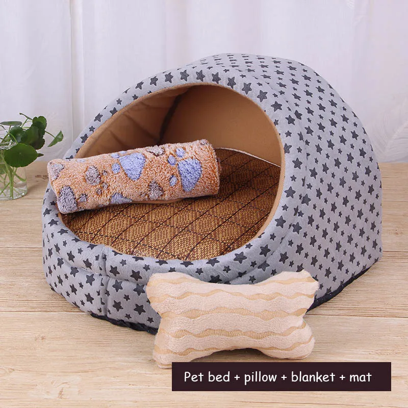 Новая мода съемная крышка коврик будка для собаки кровати для маленьких средних собачьи продукты Домашние животные дом домашних животных кровати для кошки W266 - Цвет: Серый