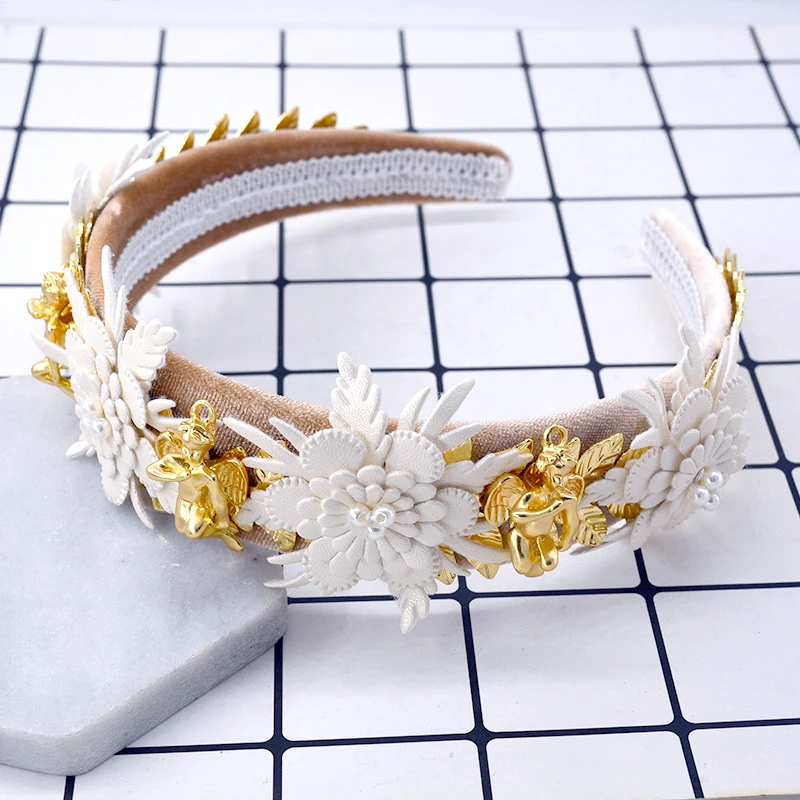 

Baroque hair hoop Vintage Hairbands Womens Lady Headbands Wedding Golden angel Flower Headband bride hair accessories