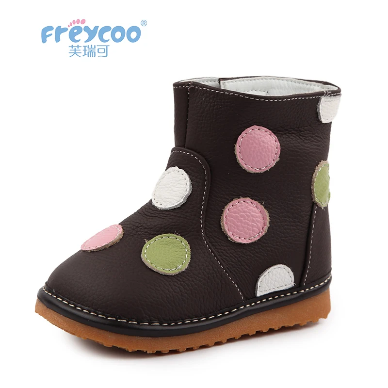 

Freycoo 2018 New Fashion Winter Kids Shoes For Baby Girls Children Cotton-padded Snow Boots Walk With Sound Called shoes 6050