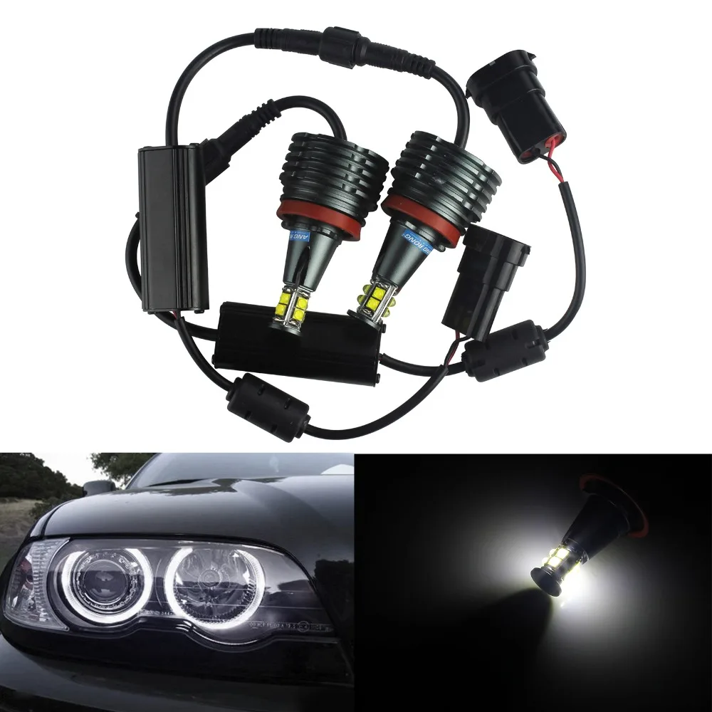 ANGRONG 2x Светодиодные Габаритные лампы Angel Eyes 80 Вт H8 фары для BMW 5 6 серии E60 E61 E63 E64 08
