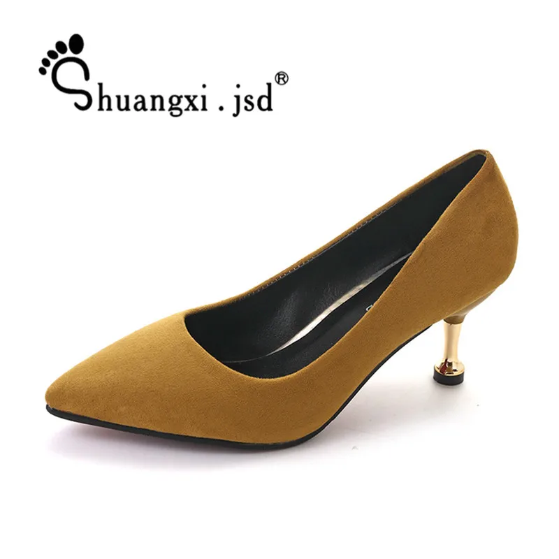 

Large Size 34-43 Shoes Woman 2017 Autumn New Women Shoes Fashion Suede Shallow Mouth High-heeled Shoes Chaussure Femme