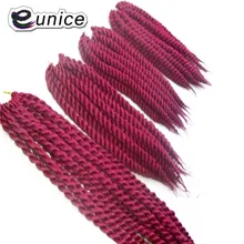 Синтетические волосы для плетения Гавана твист Mambo Предварительно скрученные Freetress африканские волосы стиль крючком плетение волос бордовый 1" 18" 24"