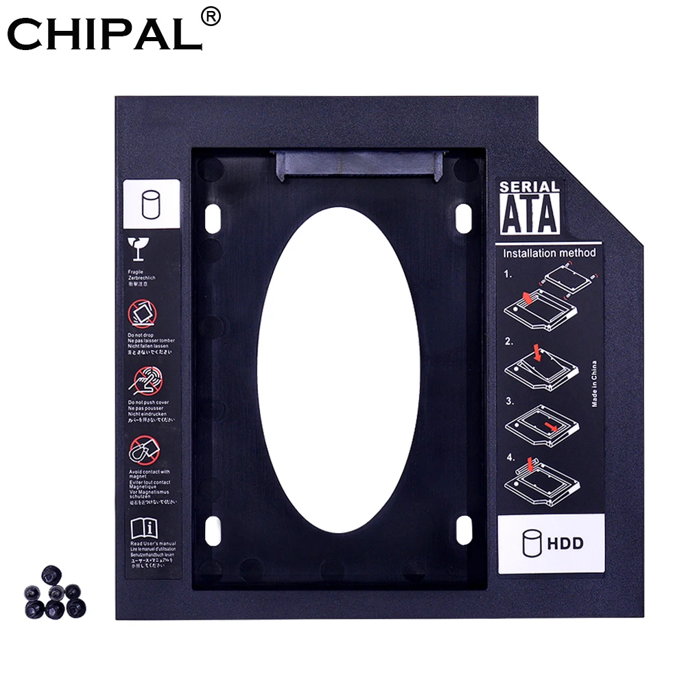 

CHIPAL Universal 2nd HDD Caddy 9.5mm SATA 3.0 for 2.5'' 2TB 9MM 7MM SSD Hard Drive Case Enclosure For Laptop DVD-ROM Optibay ODD