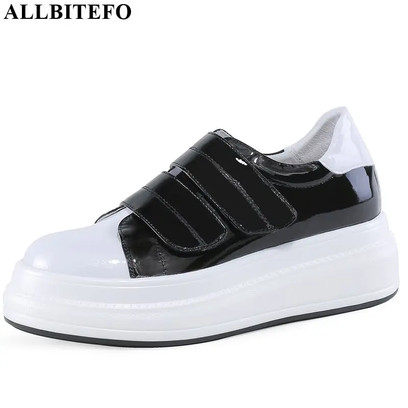 

ALLBITEFO real genuine leather inside leisure high heel shoes girl high quality women heels spring autumn ladies high heels
