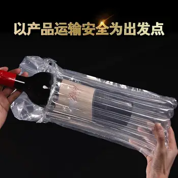 

10Pcs/ Lot 9*30cm Red Wine 7 Column Anti Pressure Storage Bag Package Pouch Clear Plastic Poly Air Bubble Column For Easy Broken