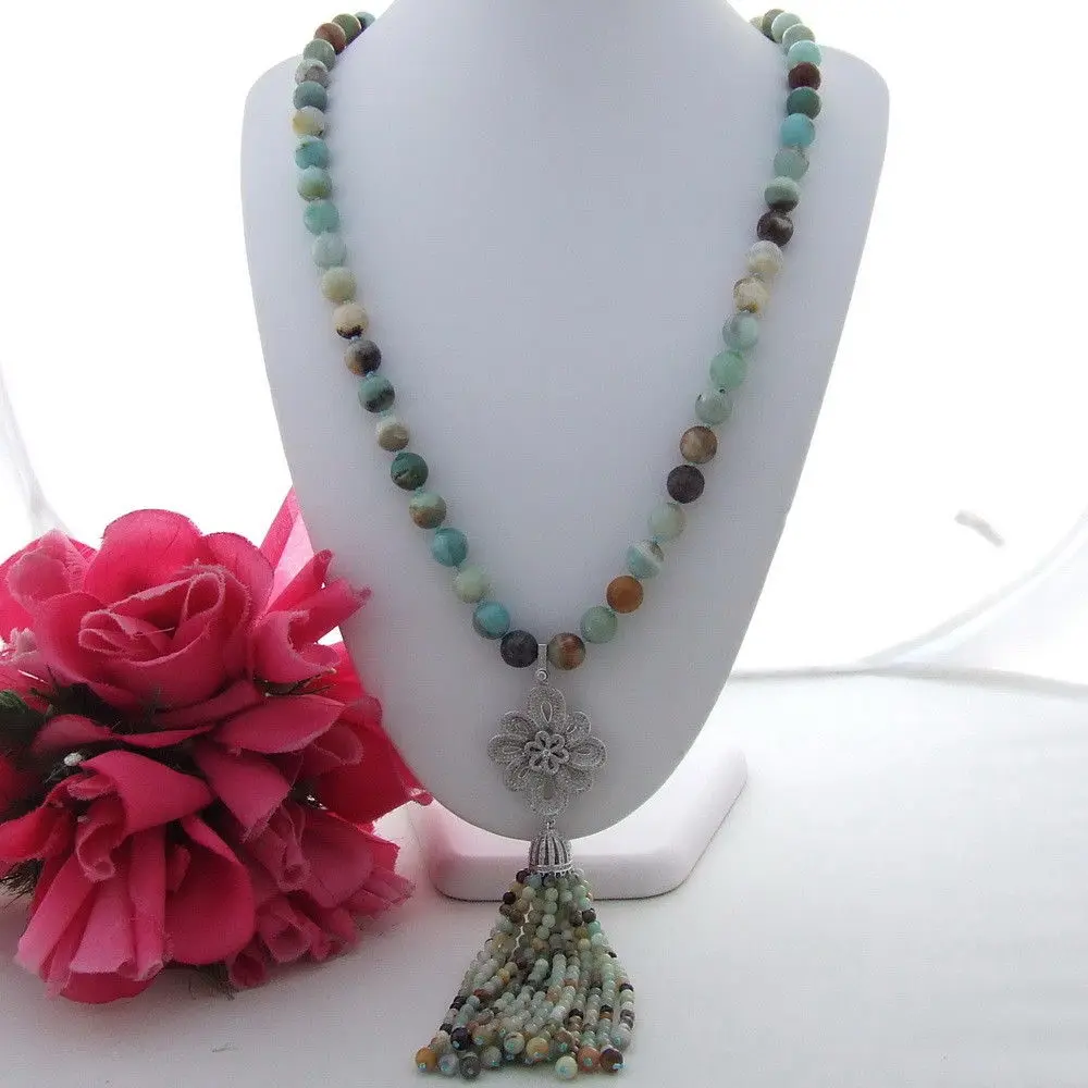 

FC112605 Round Faceted Amazonie Necklace CZ Pendant 30