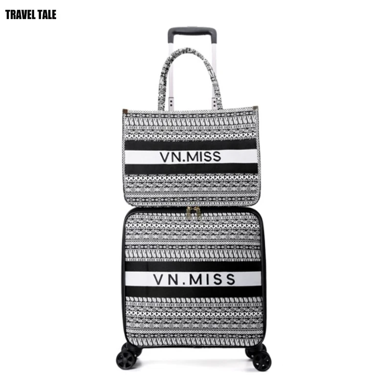 Travel tale 1" 20" 2" дюймов для женщин ручной клади для переноски на руку набор багажных чемоданов на парусиновая дорожная сумка с колесом - Цвет: a set