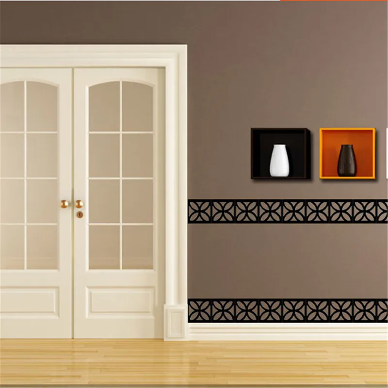 Квадратная линия талии Baseboard зеркальный фон настенные наклейки ТВ стикеры