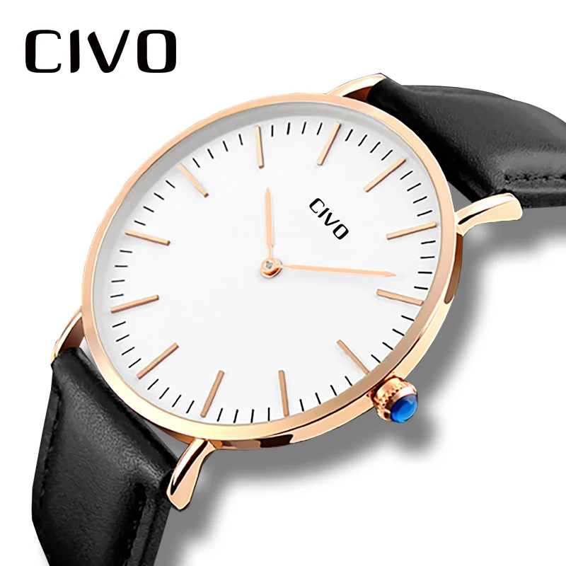 

CIVO Mens Watches Top Brand Luxury Ultra Thin Analogue Quartz Watch For Men Waterproof Simple Classic Design Wrist Watches Clock