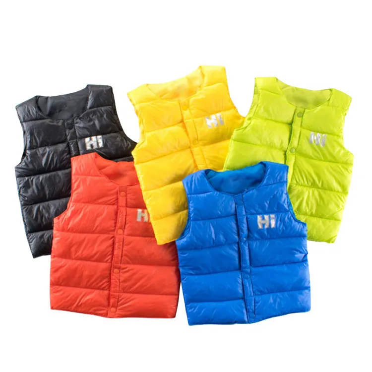 Fanfiluca Autumn Girls Vest Thin Cotton Baby Vest Winter O-neck Solid Warm Winter Coat Girl Black Boys Winter Spring Waistcoats 002