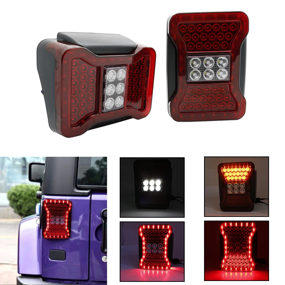 2pcs USAEU LED Tail Lights For JK 2007-2016 for Jeep Wrangler with Running Brake Backup Reverse Turning Signal Light Tail Lamp (41)