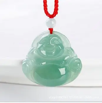 

Buy pendant send pendant chain Pale green maitreya pure manual sculpture pendant charm men's and women's style