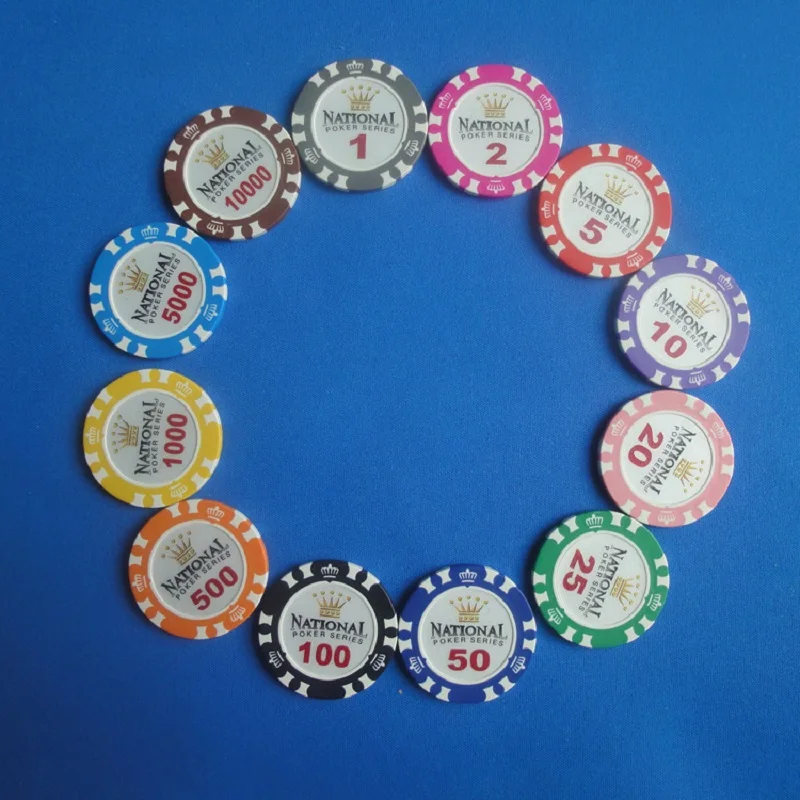 National poker chips 20ピース/ロットcrown,texas hold'emポーカーチップ,粘土と鉄のポーカークラブ
