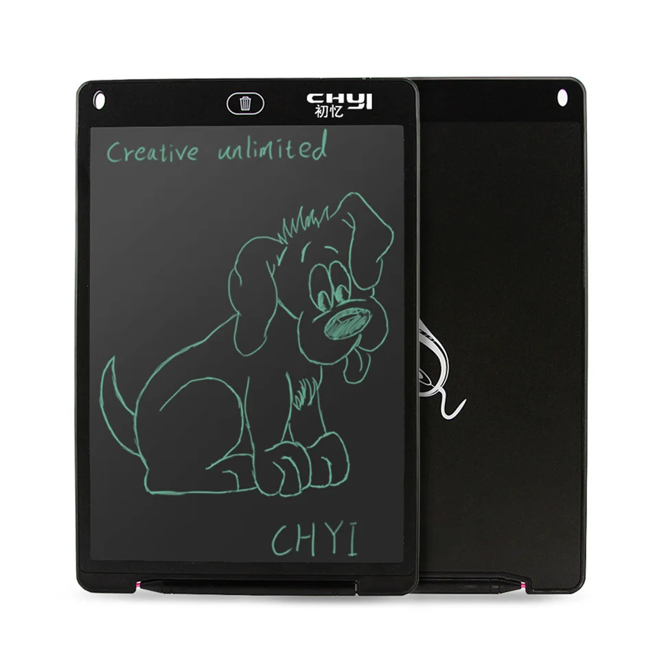 CHYI 12 ''ЖК-планшет для письма 12 дюймов цифровой блокнот для рисования смарт-блокнот для рукописного ввода электронных бумажных блокнотов портативная графическая доска игрушка для детей - Цвет: Черный