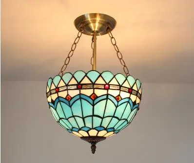 European Mediterranean art pendant lamps entrance bedroom balcony garden aisle BLUE warm Tiffany creative Pendant Lights