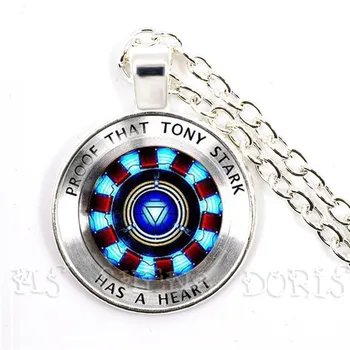 

Glass Cabochon Pendant Marvel Iron Man Tony Stark Arc Reactor Necklace The Avengers 4 Endgame Quantum Realm Film Souvenir