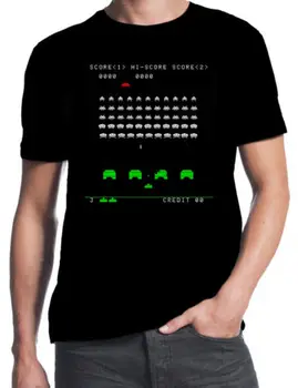 

Space Invaders Screenshot Classic 70'S 80'S Arcade Game Nerd Geek Party Brand 2019 New Man Cotton Clothing Cartoon T Shirts