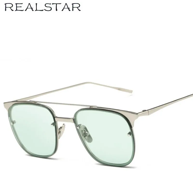 Realstar квадратных Рамки зеркальные Солнцезащитные очки для женщин Для мужчин Брендовая Дизайнерская обувь Винтаж Металл Мужская Защита от солнца Очки Для женщин оттенков UV400 Óculos S62