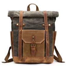 Brand Vintage Laptop Backpack Men Canvas Leather College Weekend School Bags Casual Bookbag Mens Waterproof Travel Bag Rucksack Brand Vintage Laptop Backpack Men Canvas Leather College Weekend School Bags Casual Bookbag Mens Waterproof Travel Bag Rucksack