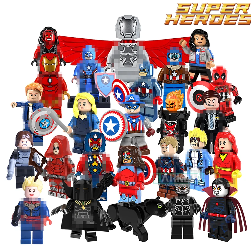 Один продажи здания Конструкторы Marvel Super Heroes кирпич черный Пантеры Капитан