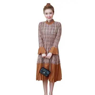 

2018 Fashion Maternity Formal Nursing Dress with Ruffles Full Sleeve Slim Striped Outdoor Clothes for Pregnant Women