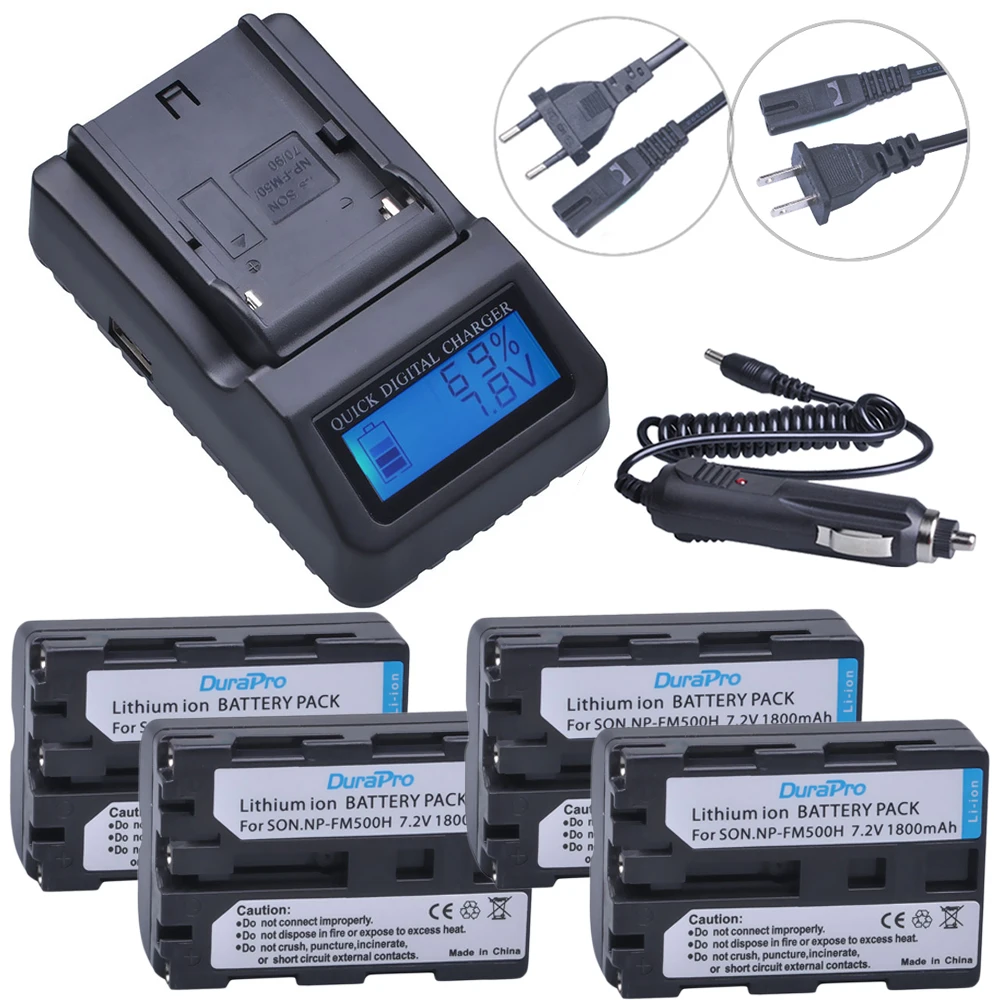 

4pc 7.2V NP-FM500H NP FM500H Rechargeable Camera Battery + LCD Quick Charger For Sony FM500H A57 A65 A77 A99 A350 A550 A580 A900