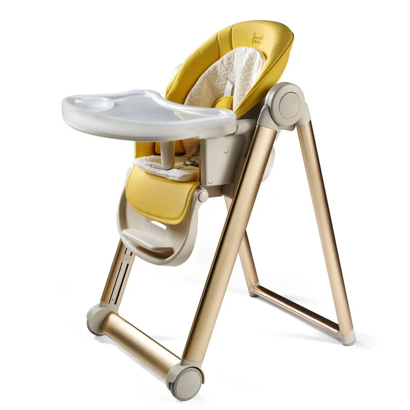 

High Quality Safety C-4 Protection Feed Children Kid Metal Chair Highchair With Table Adjustable Fold Multifunctional Baby Seat